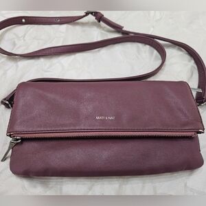 MATT & NAT Vegan Leather Crossbody Purse Purple Fold Over